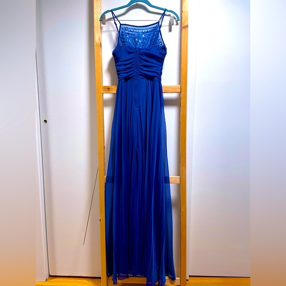 🌸NWT- B DARLIN Navy Blue Long Prom Dress - Picture 5 of 7